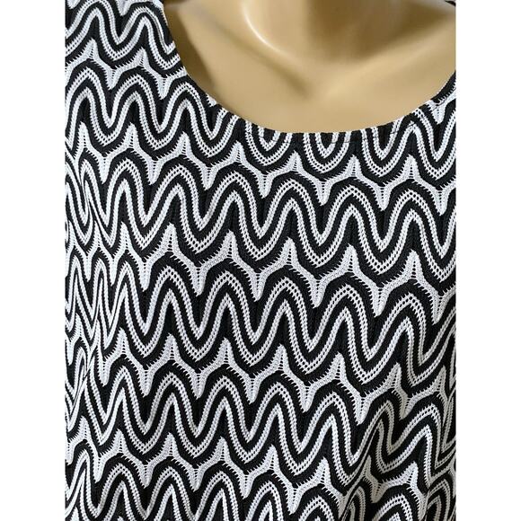 ALFRED DUNNER Womens Size Large Short Sleeve Lined Black White Scoop Neck Shirt - Picture 7 of 8